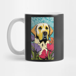 Labrador Retriever Dog Vibrant Tropical Flower Tall Retro Vintage Digital Pop Art Portrait Mug